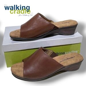 The Walking Cradle Co Brown Leather Open-Toe Kerry Wedge Mule Women's US Sz 10½W